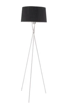 Floor lamp with a black shade on a white background Stock Photos