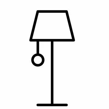 Floor lamp icon, bedside night lamp. Standing interior light decoration. On a wh Stock-Illustration