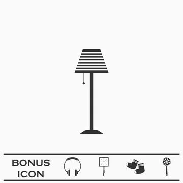 Floor lamp icon flat. Stock Illustration
