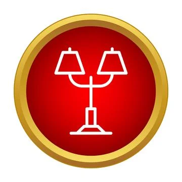 Floor lamp icon glowing inside red circle Stockillustratie