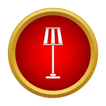 Floor lamp icon on red button ui イラスト素材