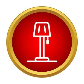 Floor lamp icon in red circle button design 스톡 일러스트