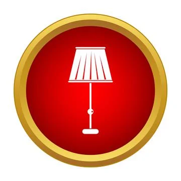 Floor lamp white simple icon on red button Stock Illustration