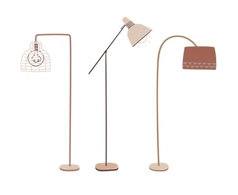 Floor lamps, torcheres. Illustrazione stock