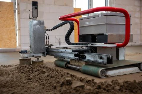 Floor Leveling Machine in Indoor Construction Environment Stock Photos