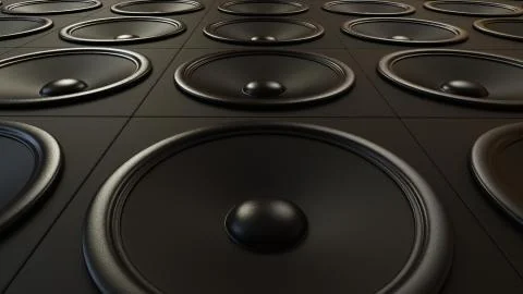 Floor Made of Modern Black Amplifiers Stock Illustration