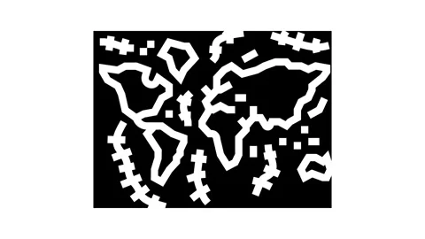 Floor map world ocean glyph icon animation Stock Footage 326144711
