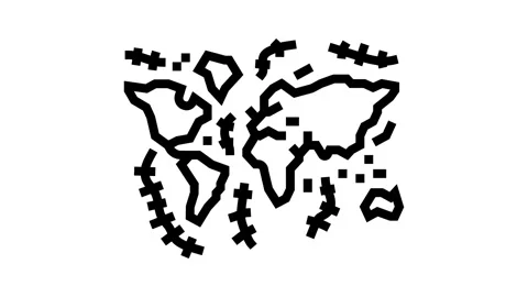 Floor map world ocean line icon animation Stock Footage 326125046