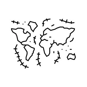 Floor map world ocean line icon vector illustration Stock Illustration