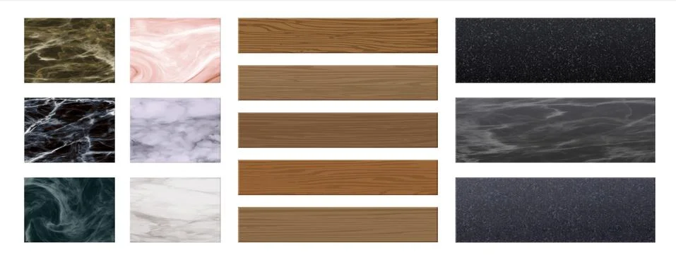 Floor material. Realistic texture of interior cover. Parquet boards. Marble or Illustrazione stock