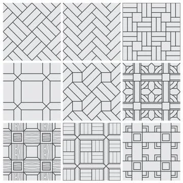 Floor material tiles vector seamless patterns 库存插图