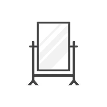 Floor mirror stand icon in flat style. Mirror glass vector illustration on .. Stock Illustration