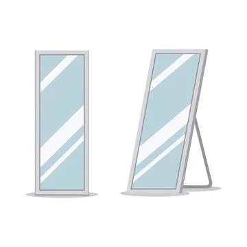 Floor mirror stand isolated vector cartoon design. Room floor big mirror stand Stock Illustration