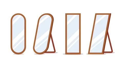 Floor mirror stand isolated vector cartoon design. Room floor big mirror stand Stock Illustration