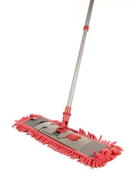 Floor mop on a white background. A mop with a rag. The concept of cleaning in 库存照片