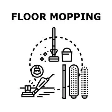 Floor mopping concept cleaning and sanitation items Stock Illustration