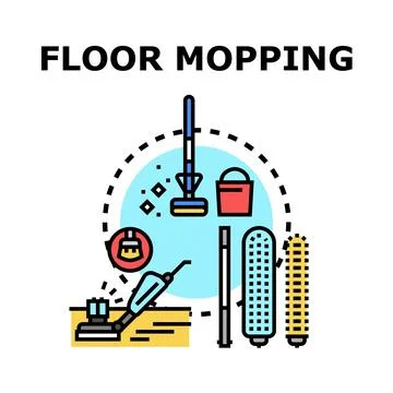Floor mopping concept cleaning and sanitation items Stock Illustration