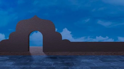 Floor with mosque gate with landscape view Stock Photos