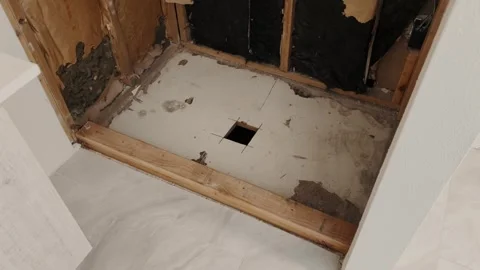 Floor opening for utilities in unfinished interior 스톡 동영상 332693542