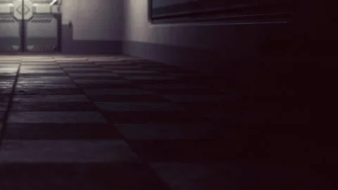 Floor pattern in a corridor near large doors in a minimal space Stock Footage 345004309