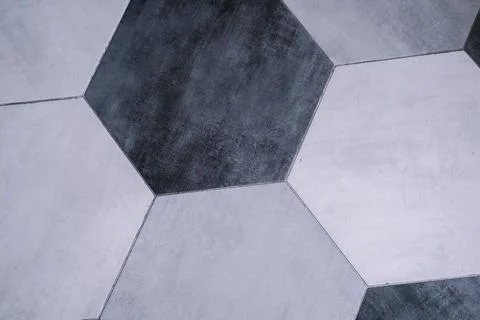 Floor pattern in gray hexagonal tiles Stock Photos