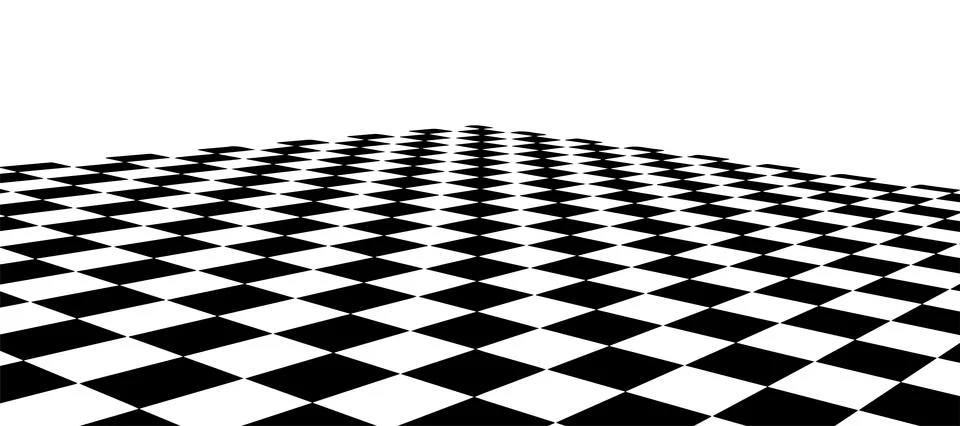 Floor in perspective with checkerboard texture. Empty chess board. Stock Illustration