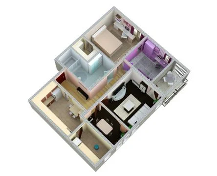 Floor plan of the apartment or house. 3d renderig. Ilustración de archivo