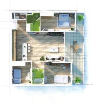Floor Plan apartment Sketch Stock Illustration