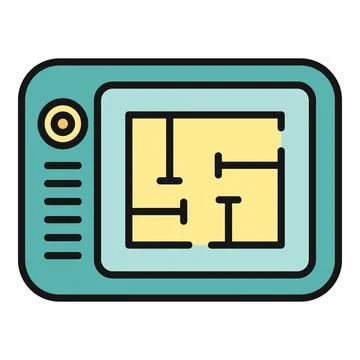 Floor plan on device display showing house layout Stock Illustration