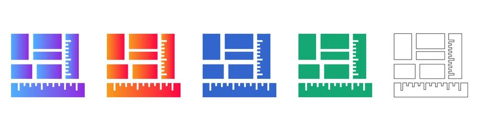 Floor Plan Drafting and Measurement Icons Illustration