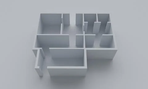 Floor plan of the house. 3d rendering Stock Illustration