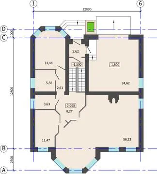 Floor plan of a house. Architectural background. Ilustración de archivo