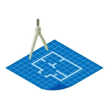Floor plan icon, isometric 3d style Stock Illustration