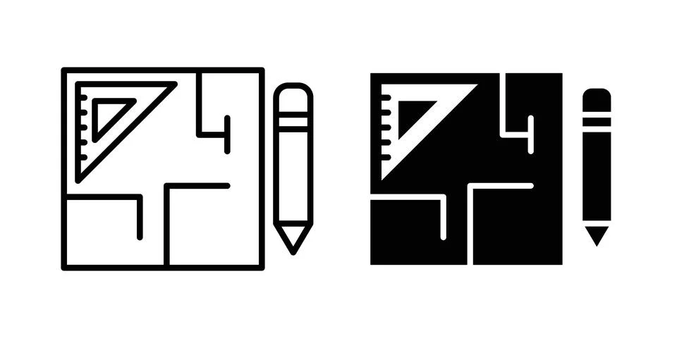 Floor plan icon silhouette vector set. thin line pack 스톡 일러스트