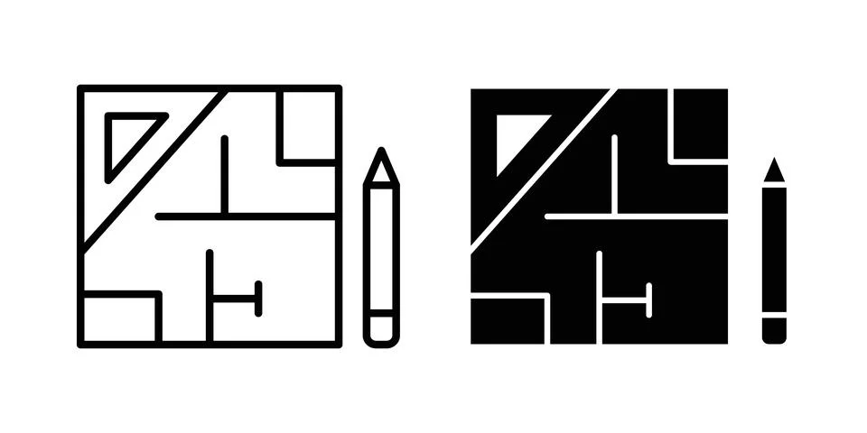 Floor plan icon symbol. Flat and Stroke Vector illustration Stock Illustration