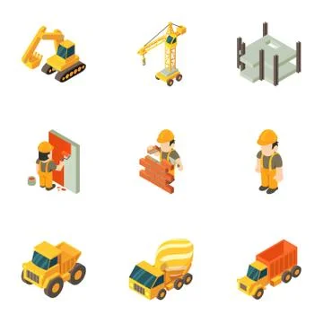 Floor plan icons set, isometric style Ilustración de archivo
