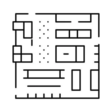 Floor plan layout drawing architecture outline icon 库存插图