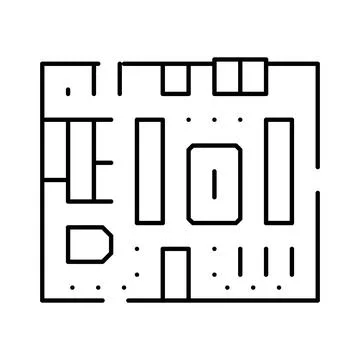 Floor plan line drawing displaying architectural layout 스톡 일러스트