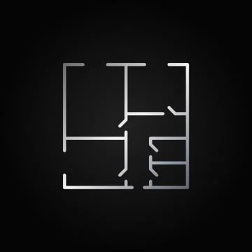 Floor plan minimal silver icon Ilustración de archivo