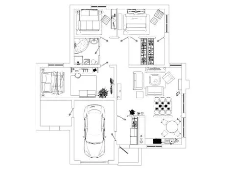 Floor plan sketch of apartment Stock Illustration