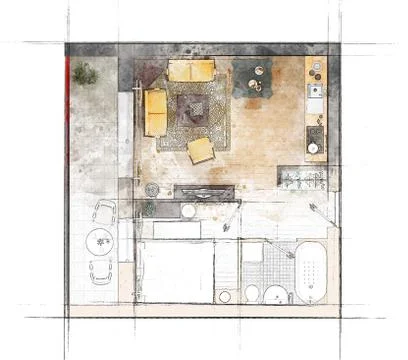 Floor plan sketch of apartment Stock Illustration