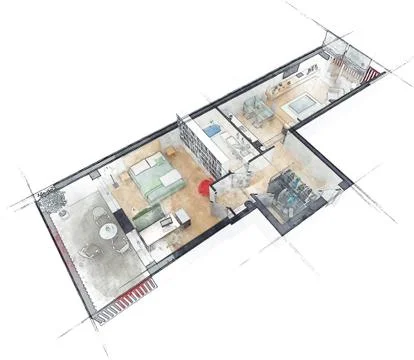 Floor plan sketch of apartment Stock Illustration