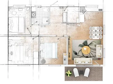 Floor plan sketch of apartment Stock Illustration