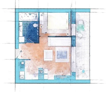Floor plan sketch of apartment Stock Illustration