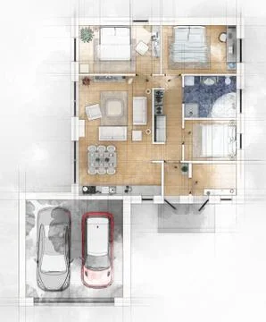 Floor plan sketch of apartment Stock Illustration