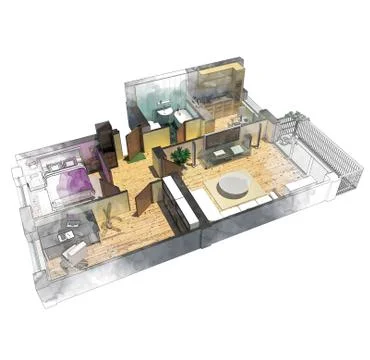Floor plan sketch of apartment Stock Illustration
