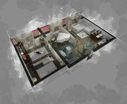 Floor plan sketch of apartment Stock Illustration