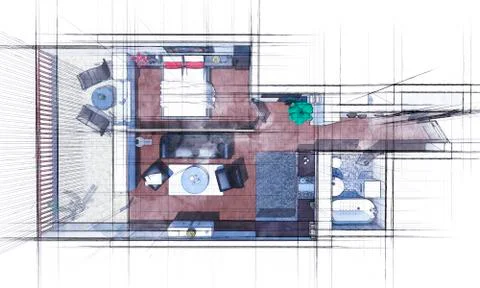 Floor plan sketch of apartment Stock Illustration