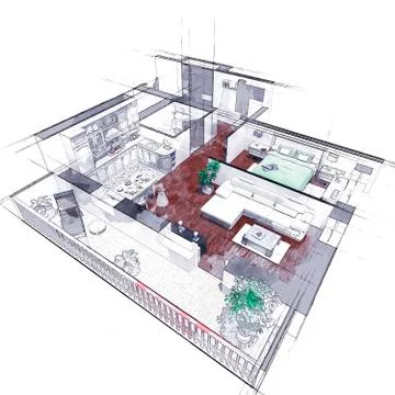 Floor plan sketch of apartment Stock Illustration