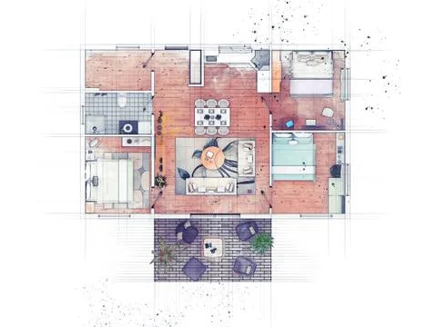Floor plan sketch of apartment Stock Illustration